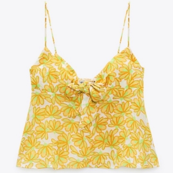 Brand New Zara Floral Cropped Tank Top - Picture 2 of 12